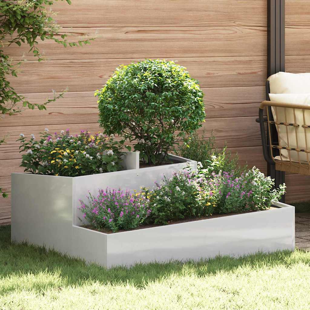 Macetero De Jardín Plateado 100 X 100 X 50 Cm Acero Inoxidable_1