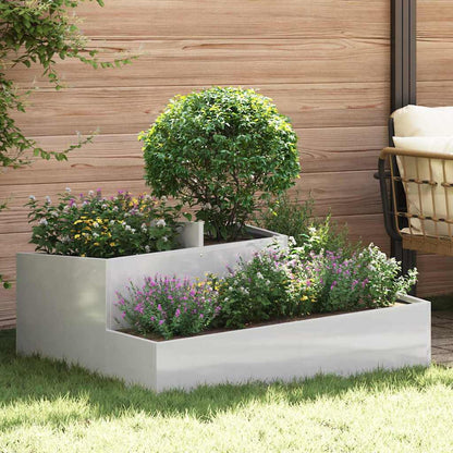 Macetero De Jardín Plateado 100 X 100 X 50 Cm Acero Inoxidable_1
