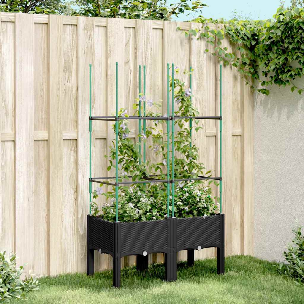 Jardinera Con Enrejado Pp Negro 80x40x142,5 Cm_1