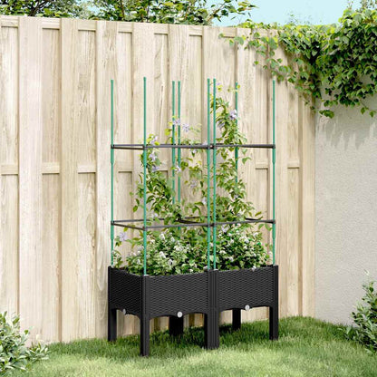 Jardinera Con Enrejado Pp Negro 80x40x142,5 Cm_1