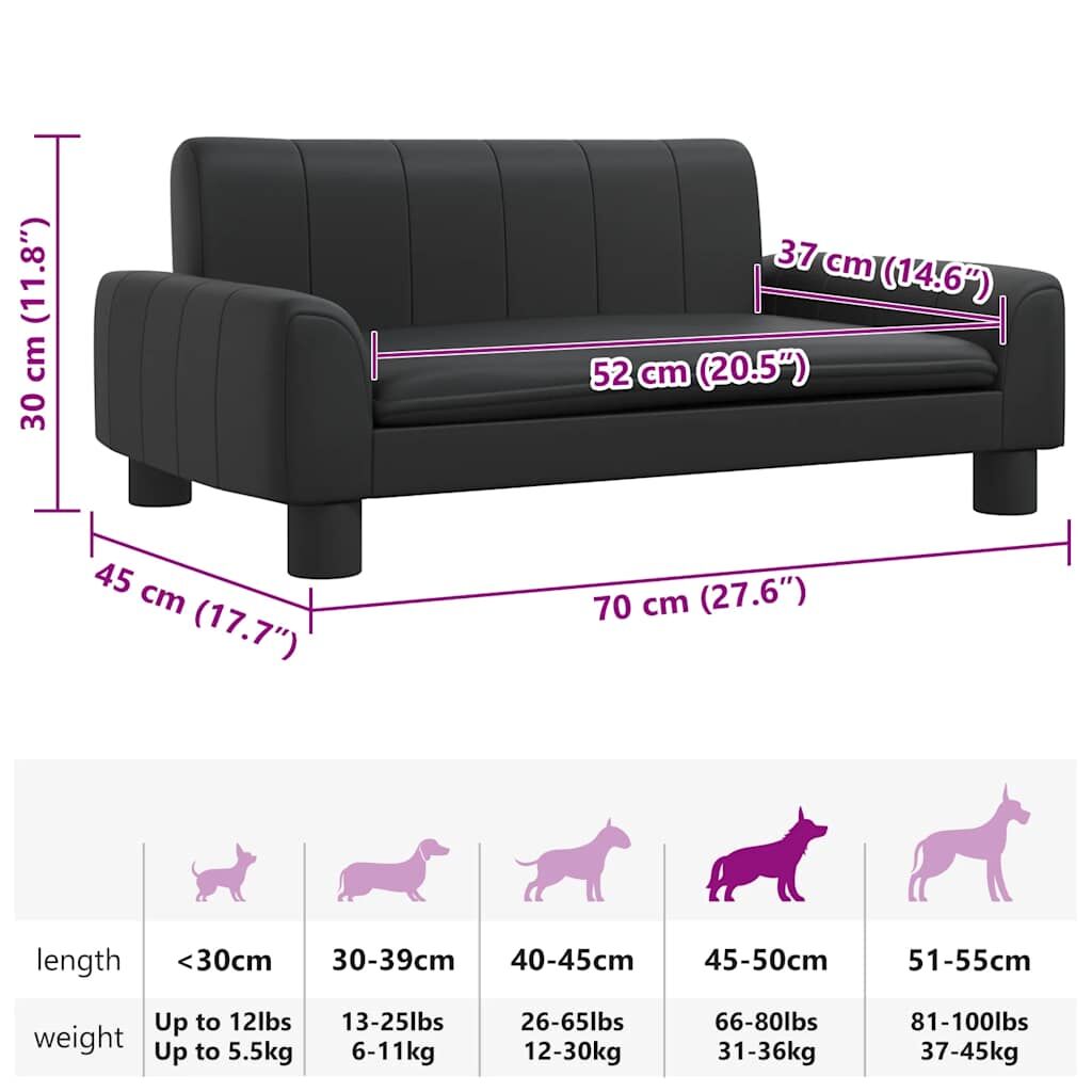 Vidaxl Cama Para Perros De Cuero Sintético Negra 70x45x30 Cm_2