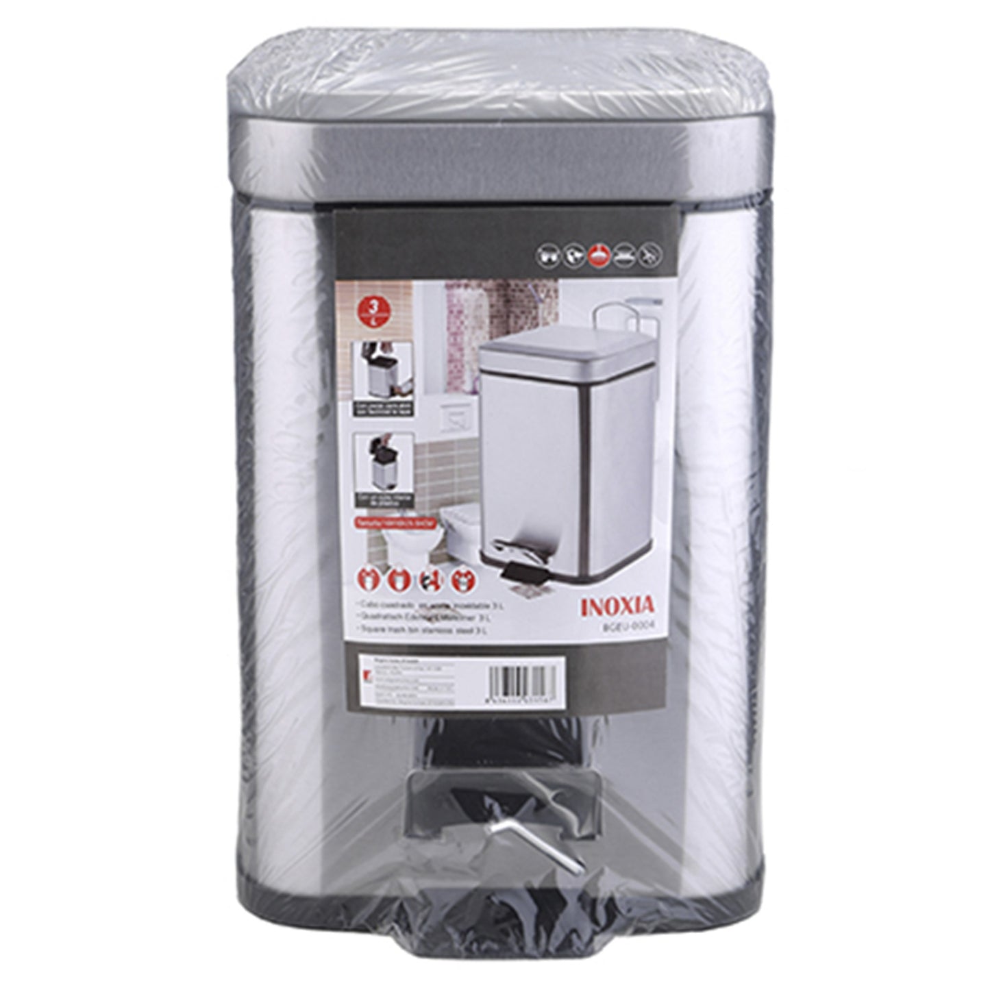 Cubo De Basura Con Pedal Protenrop En Color Metalizado Fabricado En Acero Inoxidable 16 X 16 X 25,5 Cms_4