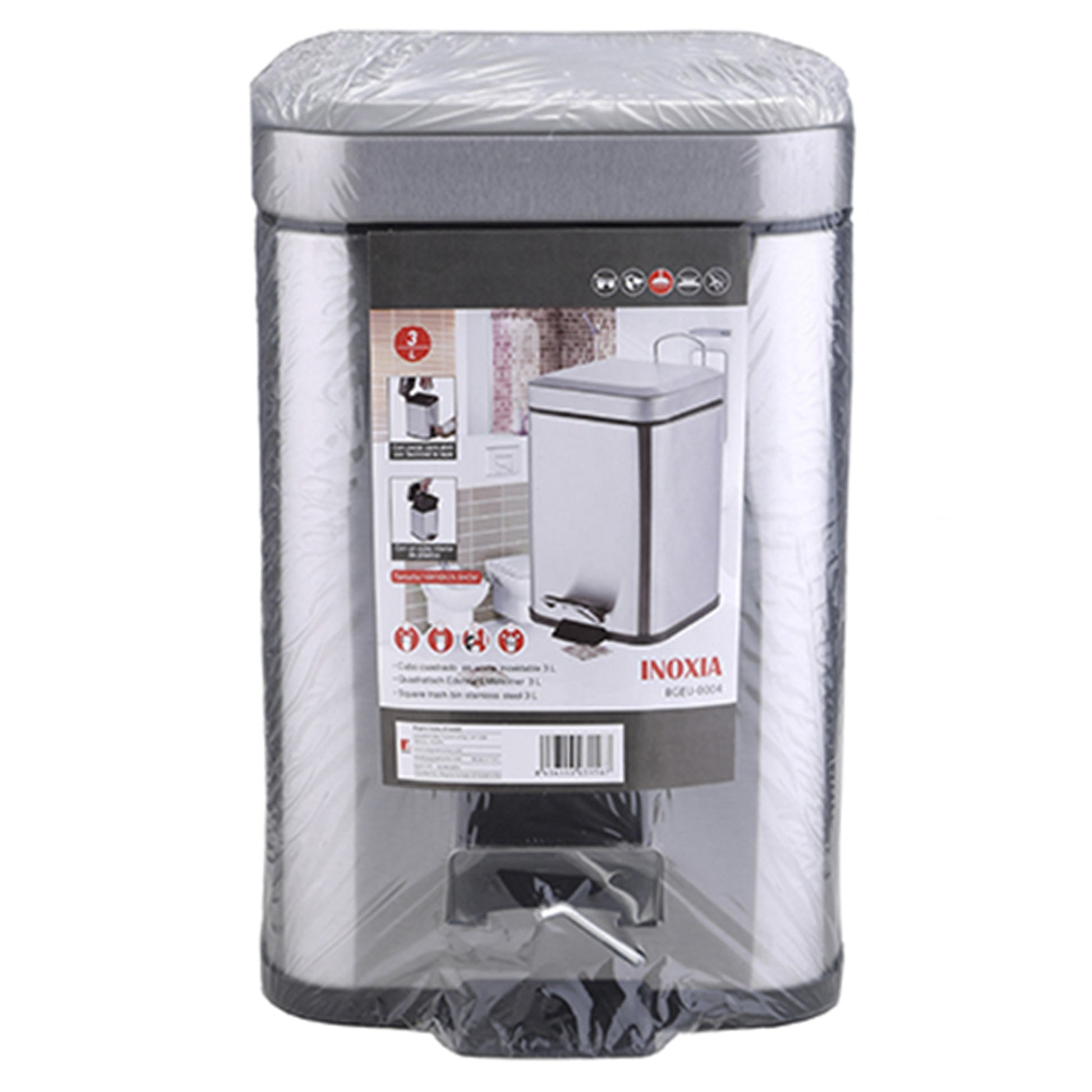 Cubo De Basura Con Pedal Protenrop En Color Metalizado Fabricado En Acero Inoxidable 16 X 16 X 25,5 Cms