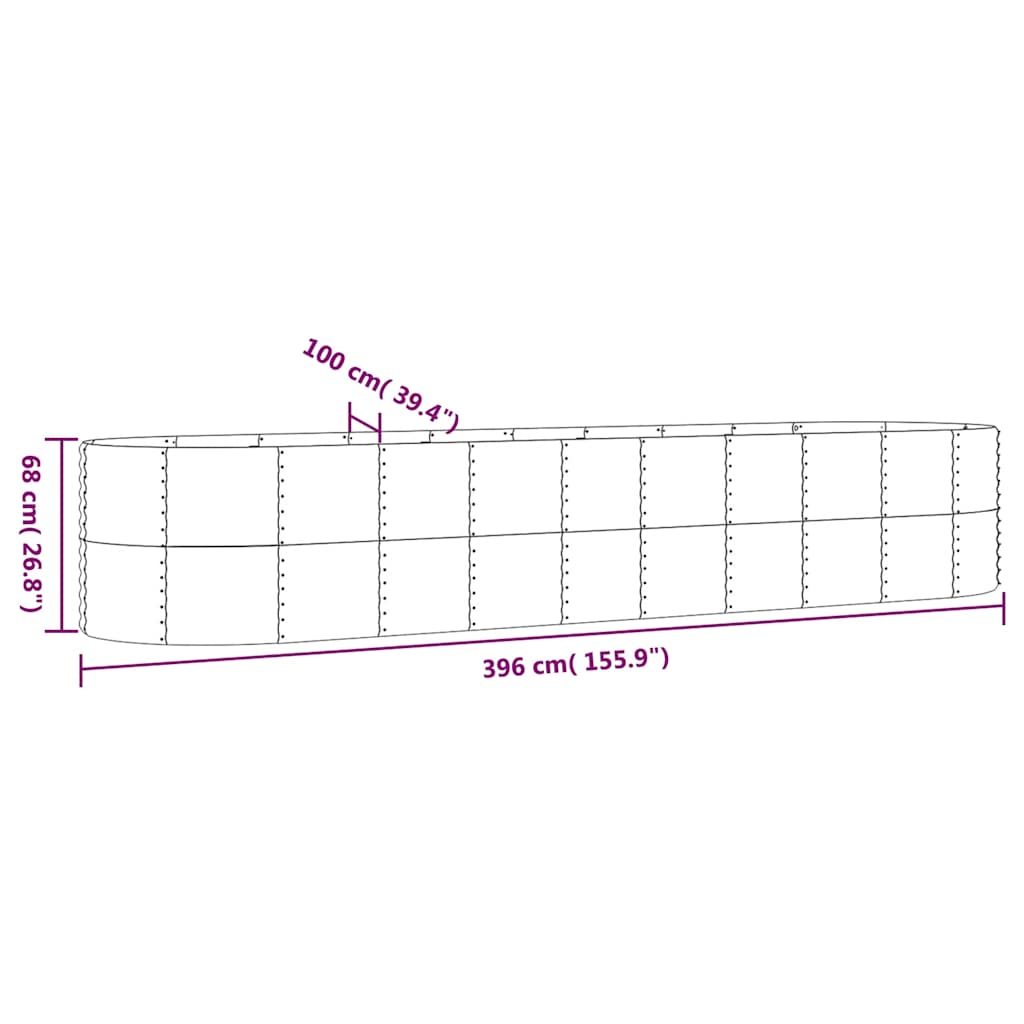 Jardinera Arriate Acero Galvanizado Antracita 396x100x68cm_5