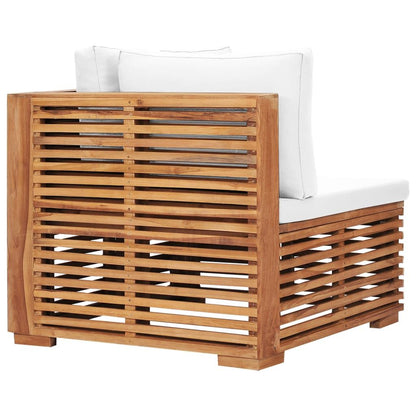 Vidaxl Sofá De Esquina De Jardín Cojín Color Crema Madera Maciza Teca_4