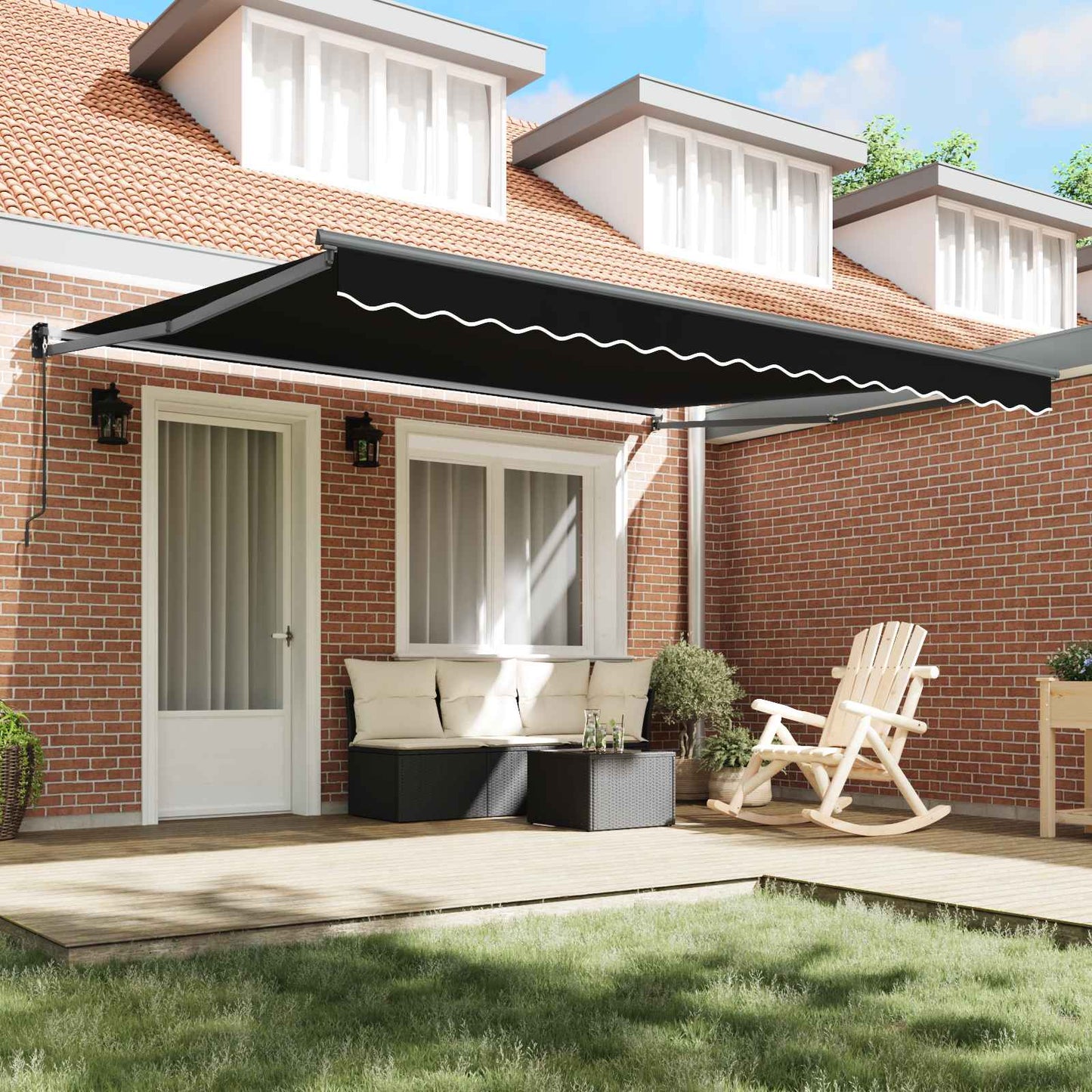 Toldo Retráctil Negro 400 X 300 Cm 100% Poliéster Y Aluminio_2