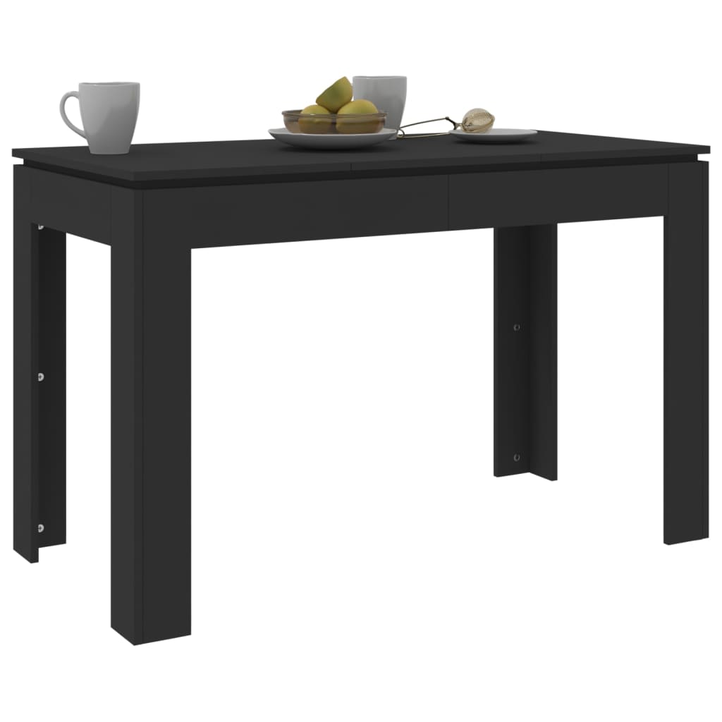 Mesa De Comedor De Madera Contrachapada Negro 120x60x76 Cm_1