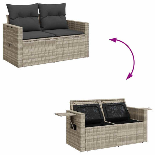 Set De Sofás De Jardín 6 Pzas Y Cojines Ratán Sintético Gris / Vetonek_0
