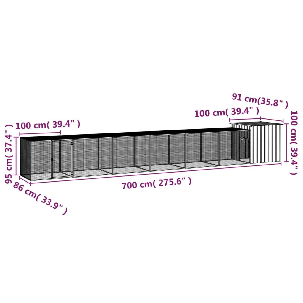Vidaxl Gallinero De Acero Galvanizado Gris 700x91x100 Cm_4