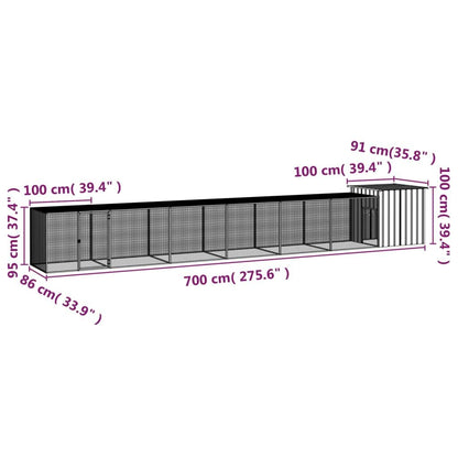 Vidaxl Gallinero De Acero Galvanizado Gris 700x91x100 Cm_4