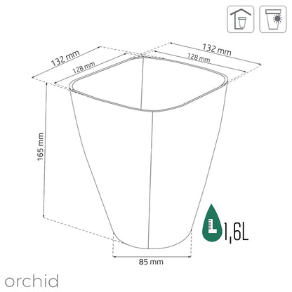 Maceta Coubi Orchid 1,6l., Dimensiones (mm) 132x132x165, Color Blanco_2