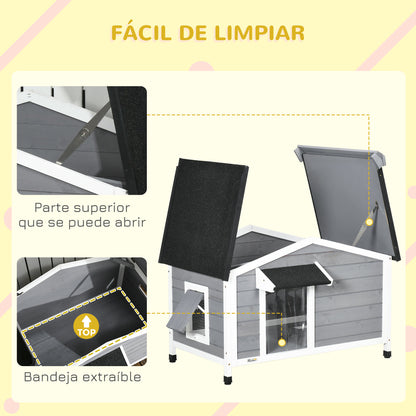 Pawhut Caseta Para Perros De Exterior Con Techo Asfáltico 97x72x65 Cm Gris_4