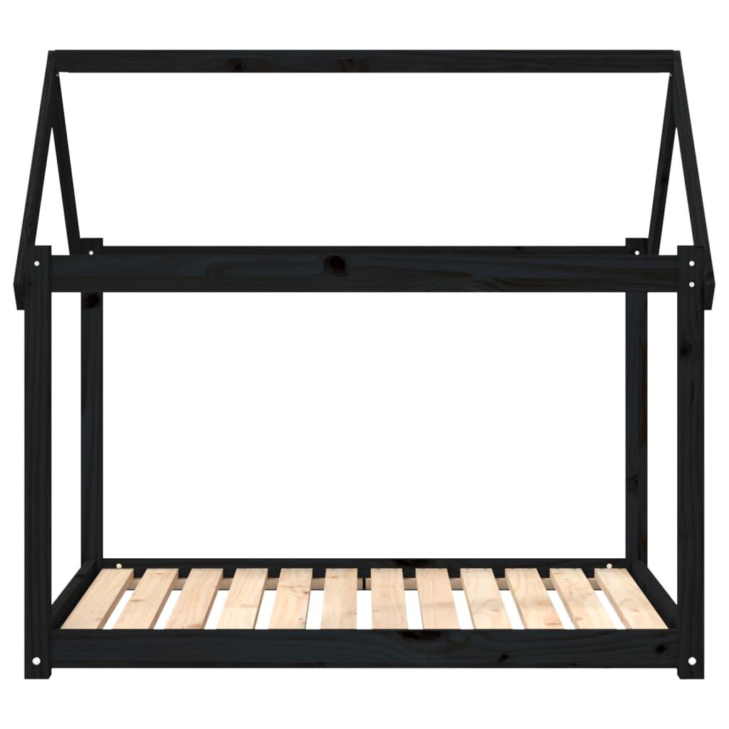 Vidaxl Cama Para Perros Madera Maciza De Pino Negro 111x80x100 Cm_4