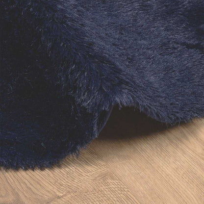 Vidaxl Alfombra De Pelo Largo Navarra Azul Marino 120x120 Cm Poliéster_4