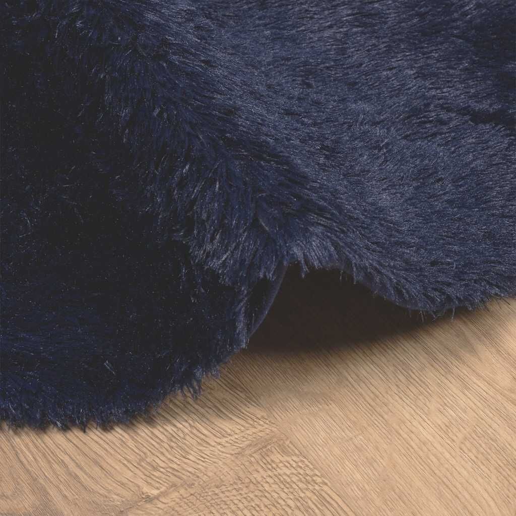 Vidaxl Alfombra De Pelo Largo Navarra Azul Marino 240x240 Cm Poliéster_4