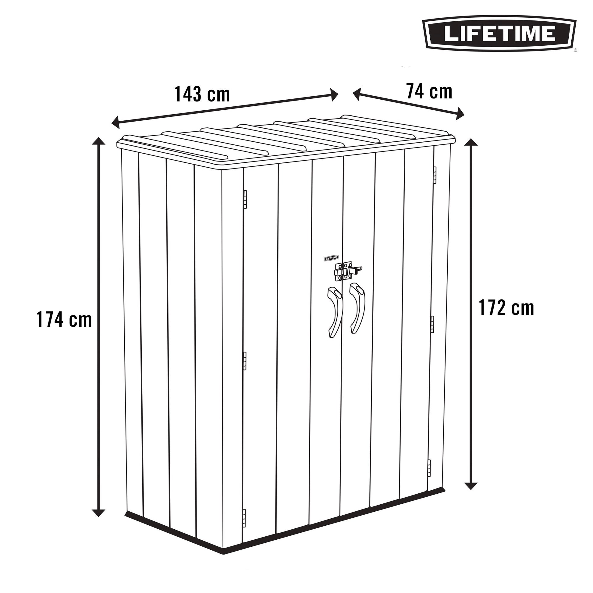 Lifetime Armario Exterior Vertical 1.350 L Rough Cut™ Con Estantes Y Colgadores_3