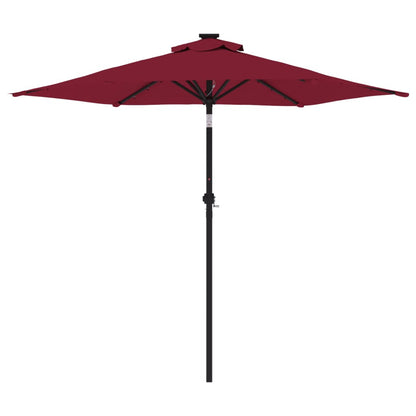 Vidaxl Sombrilla Jardín Con Luz Led Poste Acero Burdeos 225x225x212 Cm_4
