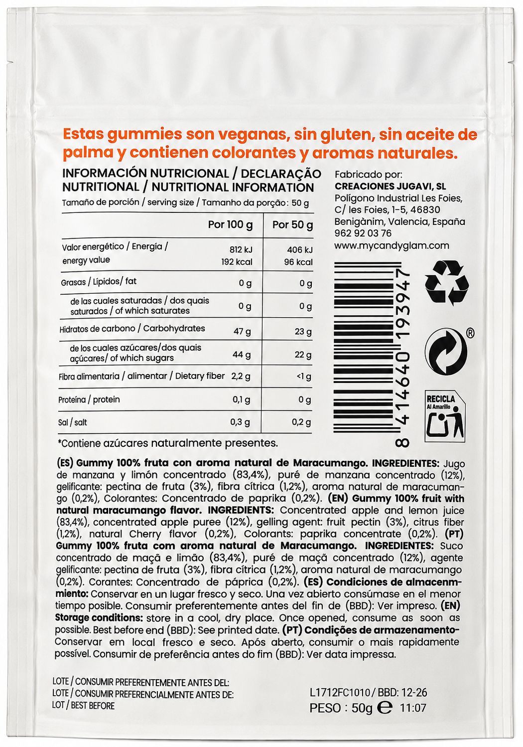 Gummies 100% Fruta Pack De 5 Mango Y Maracuyá – Snack Saludable Vegano Sin Azúcares Añadidos_3
