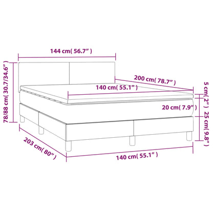 Cama Box Spring Colchón Y Luces Led Tela Negro 140x200 Cm / Vetonek_4