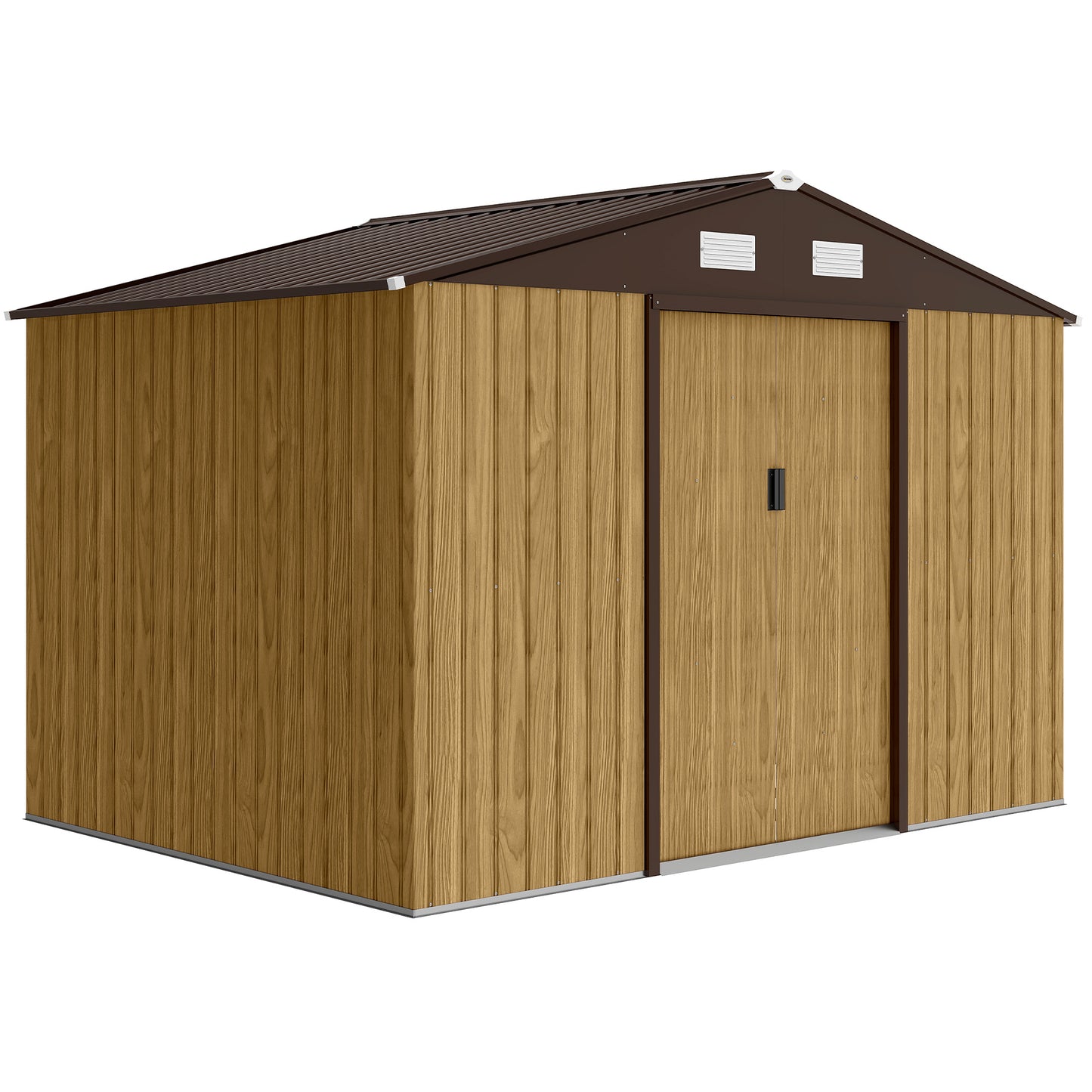 Outsunny Caseta De Jardín Exterior 4,9 M² 277x195x192 Cm Puerta Corredera Marrón_0