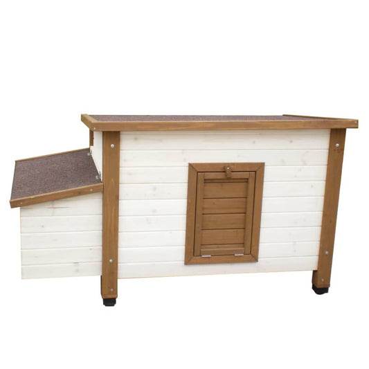 @pet Gallinero De Exterior Madera Blanco Y Marrón 136x74,5x75 Cm_0