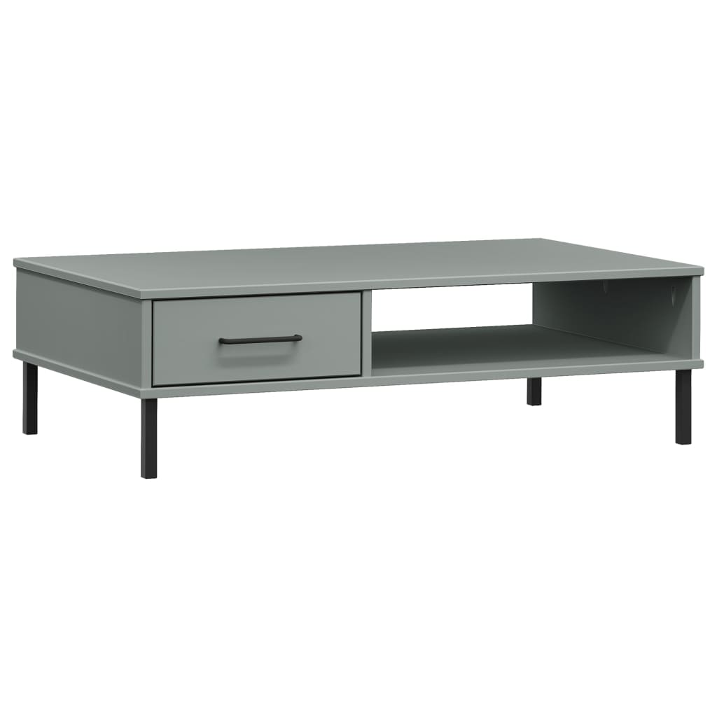 Mesa De Centro Con Patas De Metal Oslo Madera Maciza Pino Gris_0