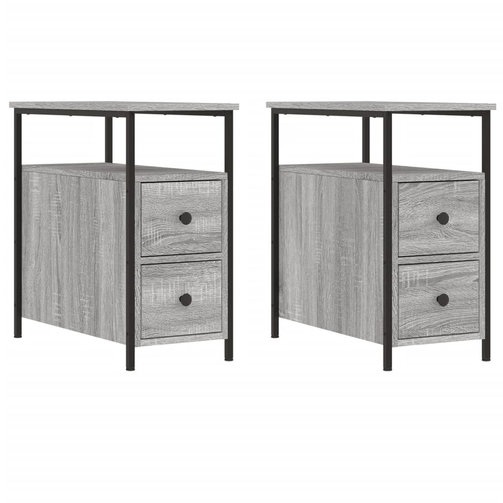 Mesitas Noche 2 Uds Madera Ingeniería Gris Sonoma 30x60x60 Cm_0