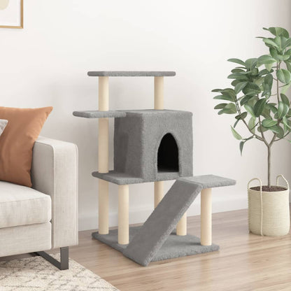 Rascador Para Gatos Con Postes De Sisal Gris Claro 97 Cm_2