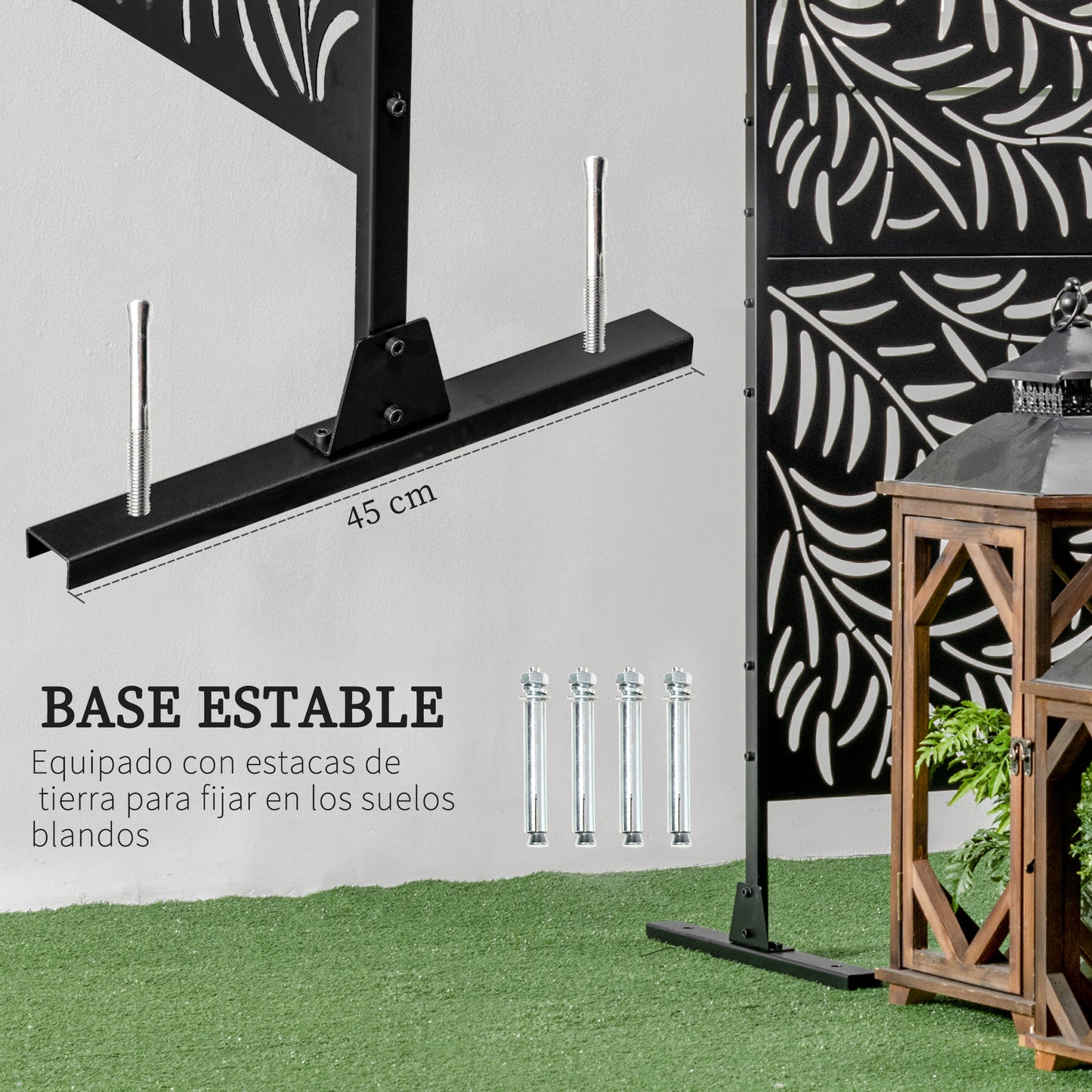 Outsunny Biombo Para Exterior De 3 Piezas Con Diseño De Hoja De Mimbre Negro_4