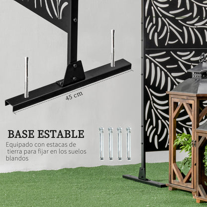 Outsunny Biombo Para Exterior De 3 Piezas Con Diseño De Hoja De Mimbre Negro_4