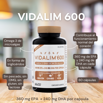 Omega 3 de Microalgas con 360 mg de EPA y 240 mg de DHA – 60 Cápsulas Vidalim_3