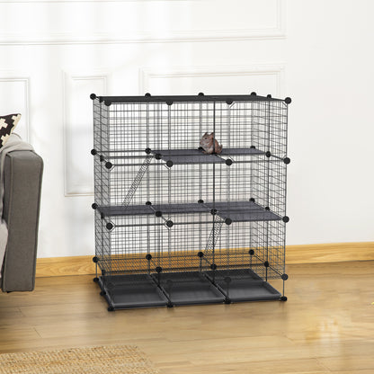 Pawhut Jaula Para Pequeños Animales Diy Con 4 Puertas 6 Bandejas 111x75x119 Cm_1