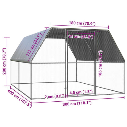 Vidaxl Jaula Gallinero De Exterior De Acero Galvanizado 3x4x2 M_4