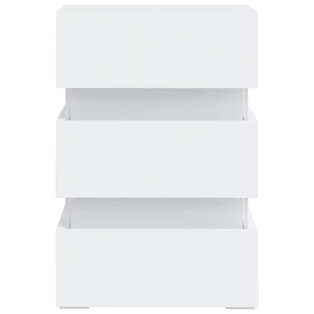 Mesita De Noche Luz Led Madera De Ingeniería Blanco 45x35x67 Cm_3
