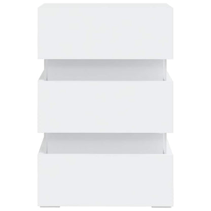 Mesita De Noche Luz Led Madera De Ingeniería Blanco 45x35x67 Cm_3