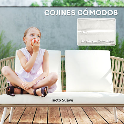 Outsunny Conjunto De Jardín Exterior De Ratán Sintético De 4 Piezas Natural_5