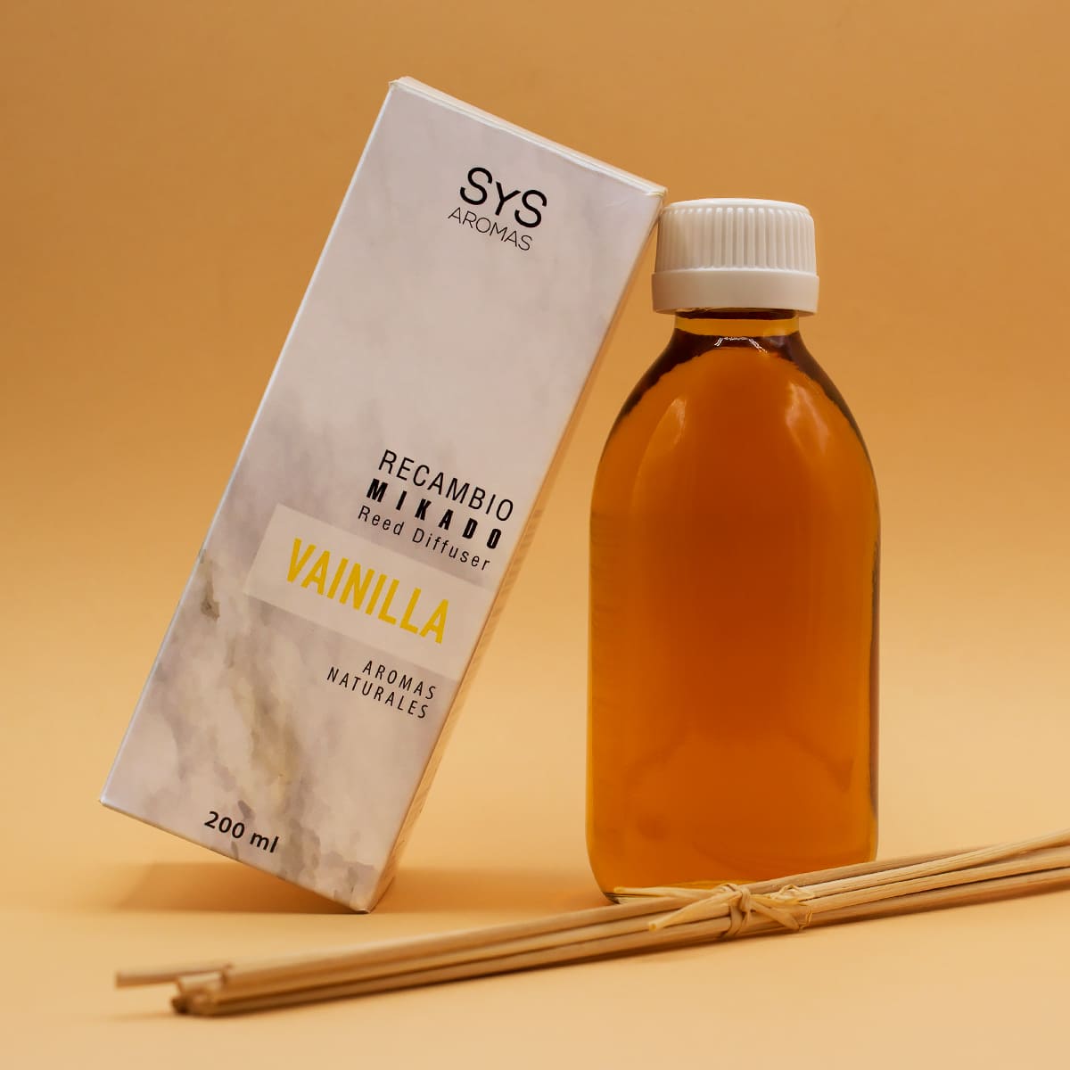 Recambio Mikado Vainilla Mármol SYS Aromas 200 ml | Con Palos | Aroma Dulce y Caramelizado | Reconfortante_1