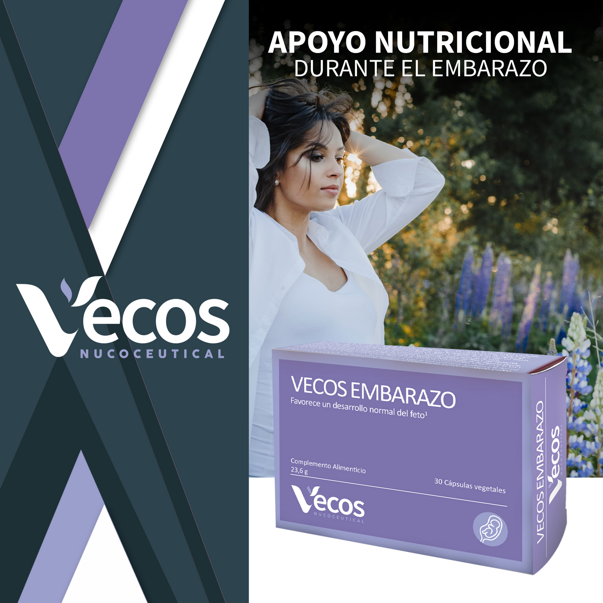 Vecos Embarazo Vecos 30 Cápsulas | Desarrollo Del Bebé | Dha + Folato + Yodo_1