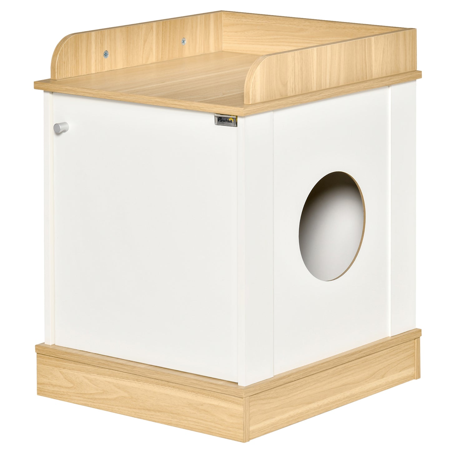 Pawhut Casa Gatos De Madera Mueble Arenero Estante Puerta Y Entrada 48,5x53x67cm_0