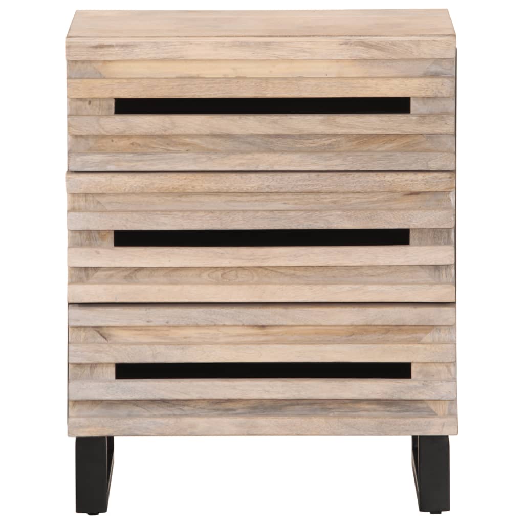 Mesita De Noche Madera Maciza De Mango 50x34x62 Cm_0