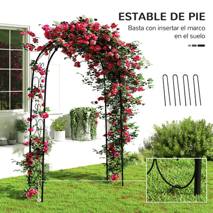 Outsunny Arco De Jardín De Acero Diseño Espiral De Corazón 125x37x230 Cm Negro_4