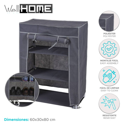 Well Home Caja De Almacenaje En Poliéster Color Gris 60x30x80cm