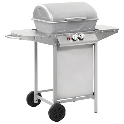 Vidaxl Barbacoa Portátil De Gas Con 2 Zonas Plateada Acero Inoxidable_0