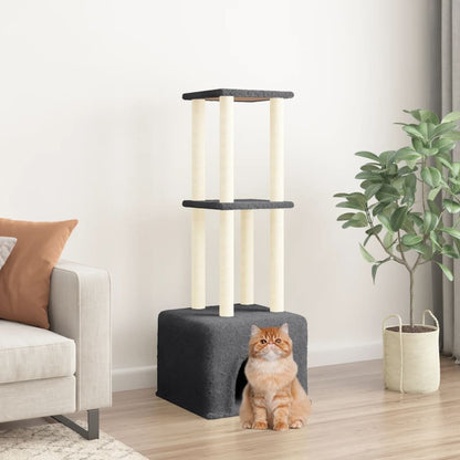 Vidaxl Rascador Para Gatos Con Postes De Sisal Gris Oscuro 133,5 Cm_1