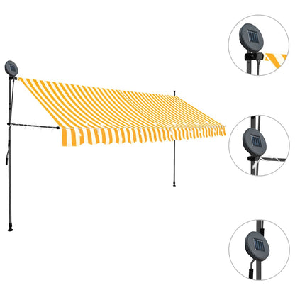 Toldo Manual Retráctil Con Led Blanco Y Naranja 400 Cm_2