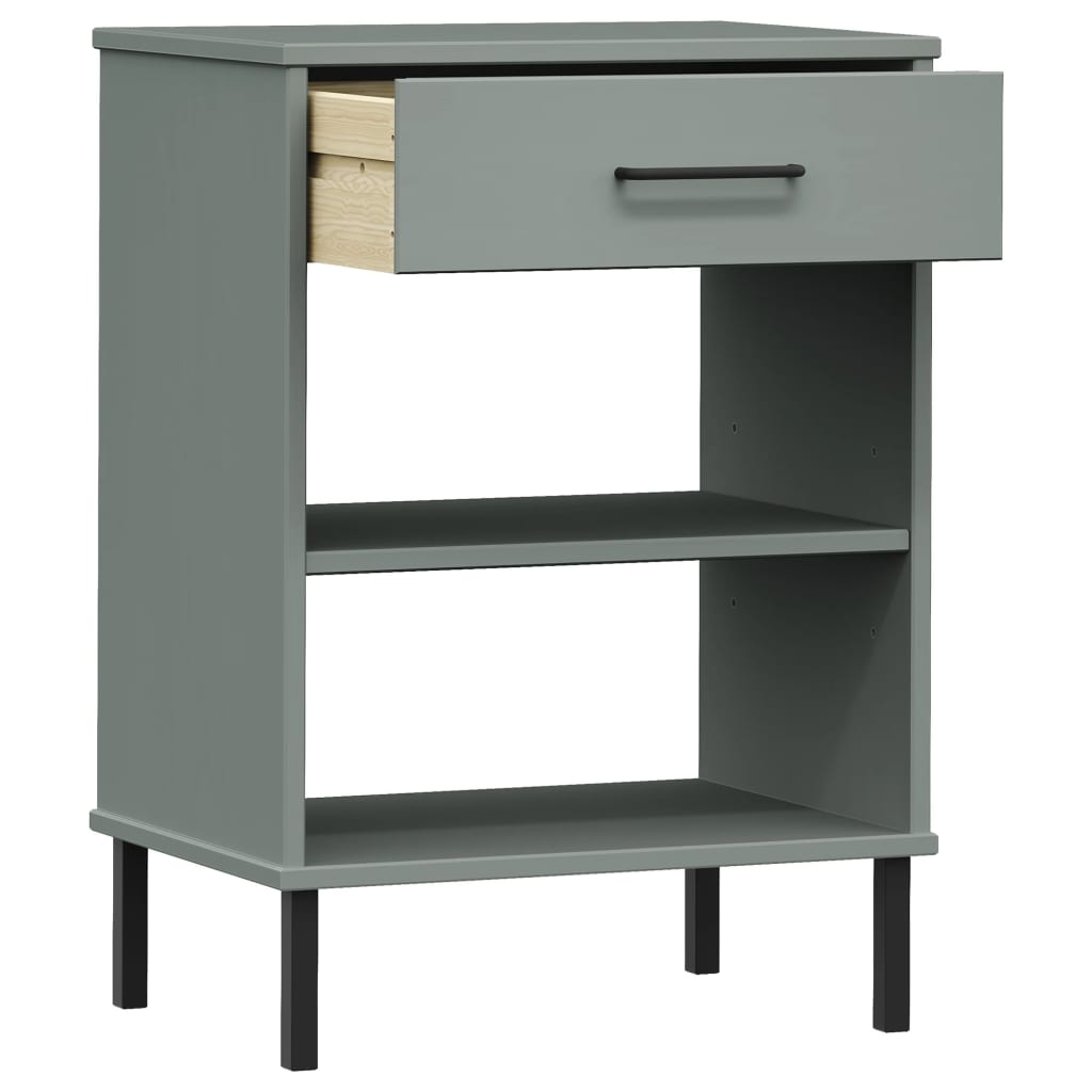 Armario Consola Patas De Metal Madera Maciza Pino Gris Oslo_3