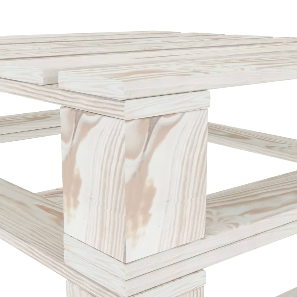 Vidaxl Juego De Muebles De Palets Para Jardín 5 Piezas Madera Blanco_4