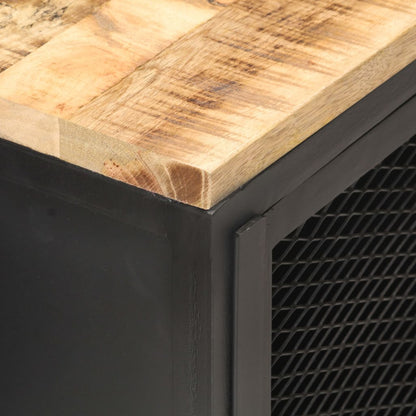 Mesita De Noche Madera Maciza De Mango Rugosa 40x30x53 Cm_4