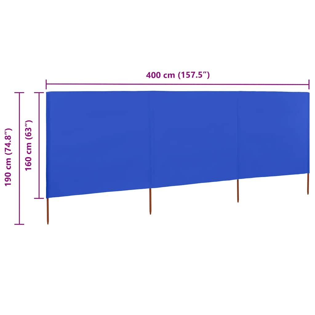Vidaxl Paravientos De Playa De 3 Paneles Tela Azul Celeste 400x160 Cm_2