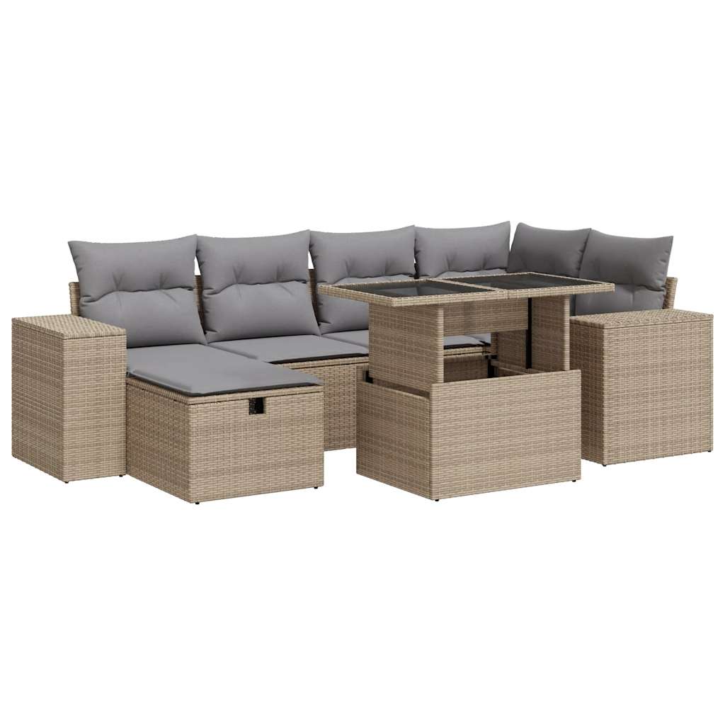 Set De Sofás De Jardín Y Cojines 8 Piezas Ratán Sintético Beige / Vetonek_1